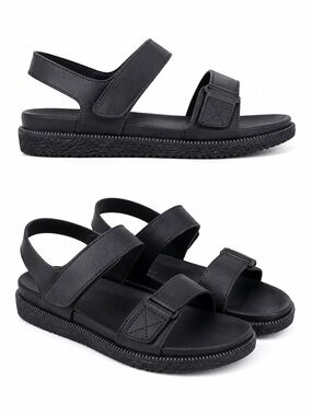 Black Chunky Sport Sandals / Platform Strappy Sandals - Size 38 (US 7.5)